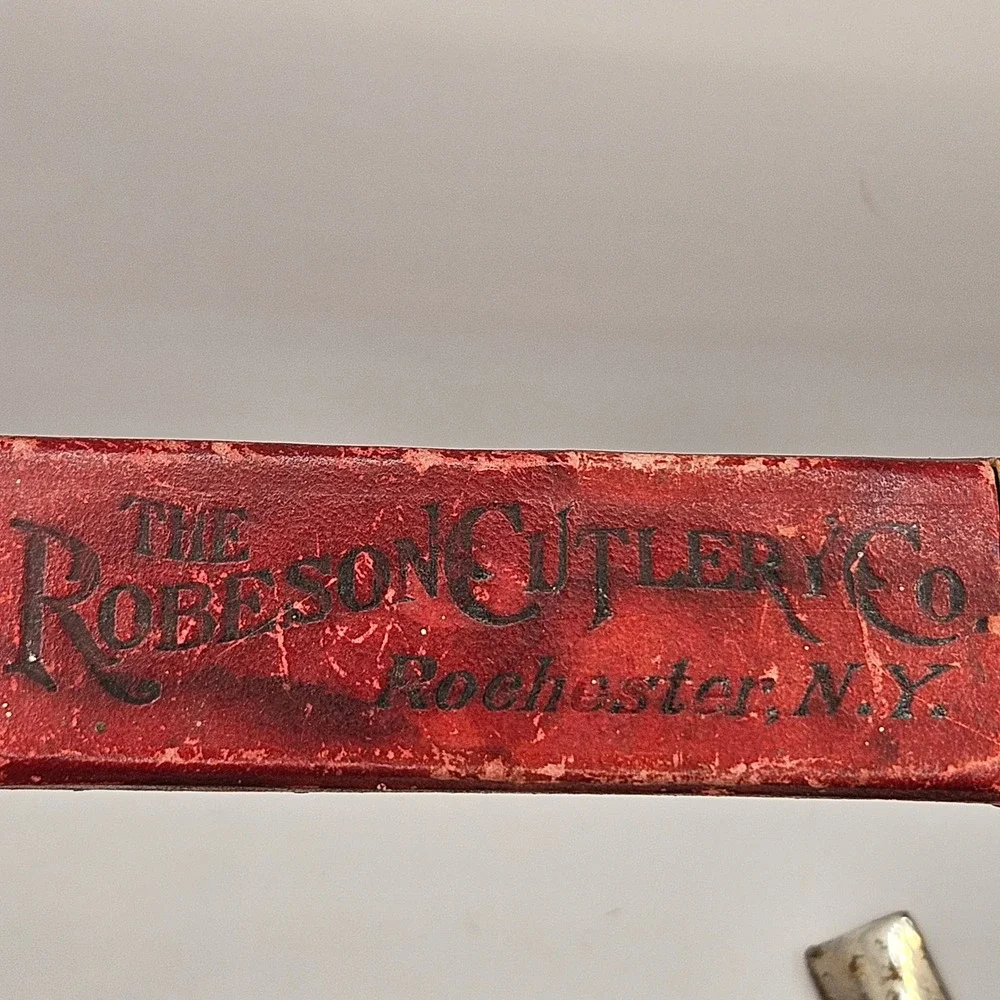 Robeson ShurEdge Straight Razor The Pilot Green Black Striped Celluloid 1510 Box